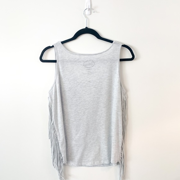 Disney Mickey Gray Boho Fringe Tank Top Size Large - Picture 3 of 9